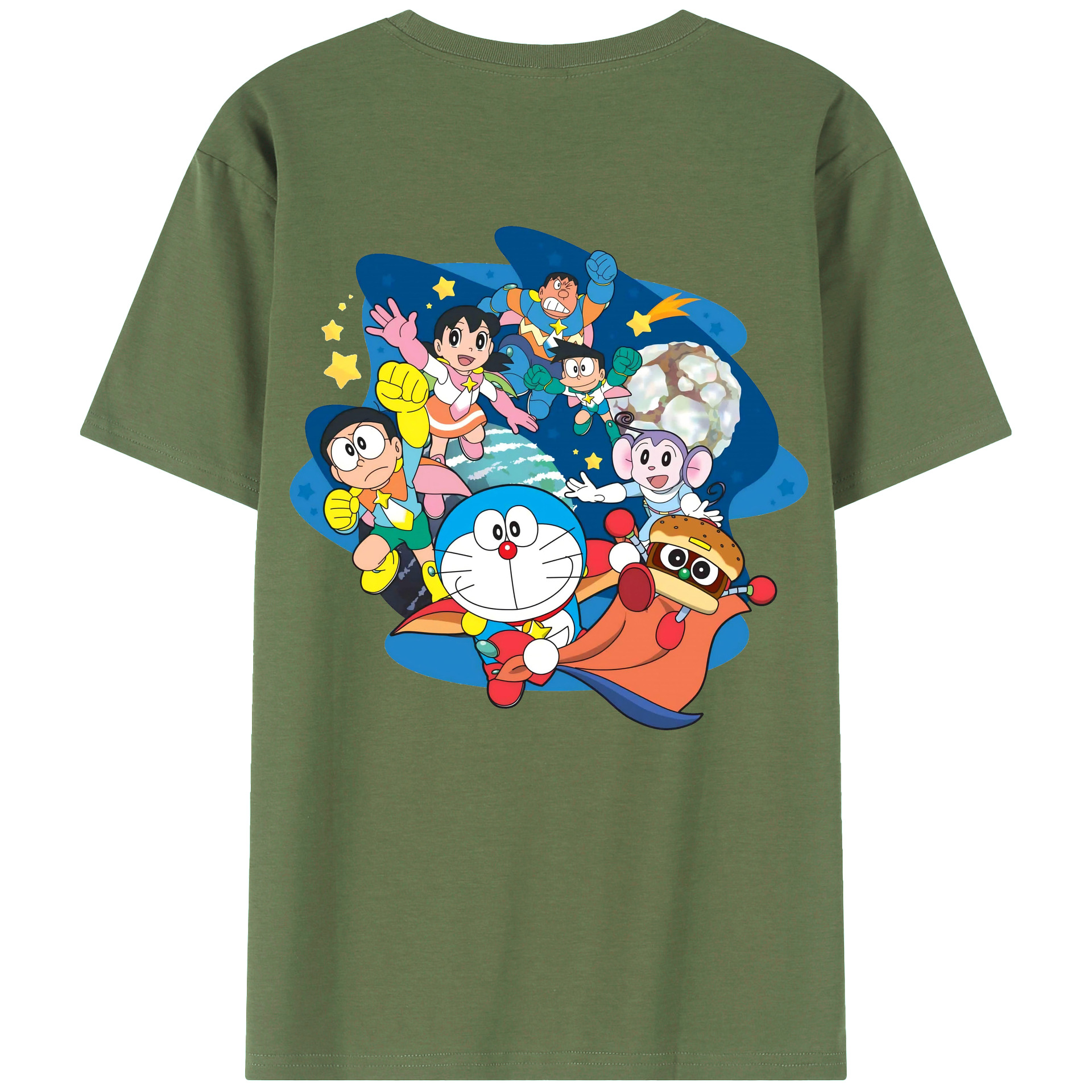 （画像用） ドラえもん Doraemon 綿100％ メンズ半袖Tシャツ（バックプリント） 通気性
